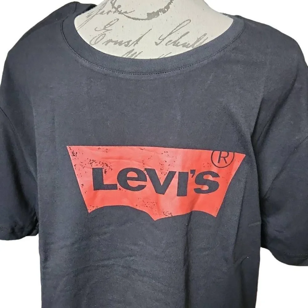 Levi's Men's Size XL Black Distressed Logo Short Sleeve Shirt